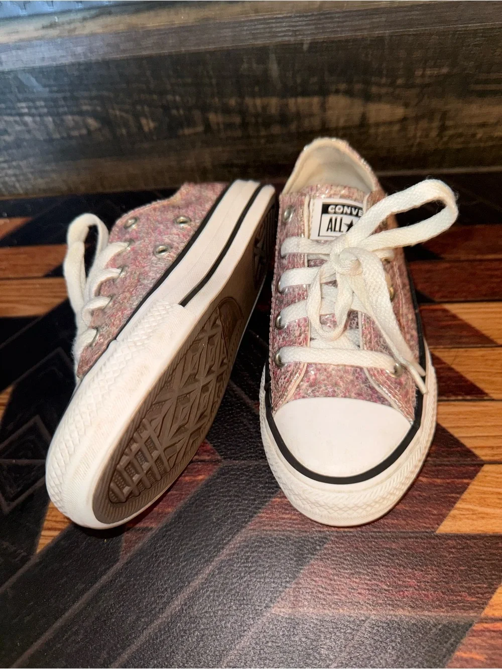 Converse Kids Pink Glitter Low Top Sneakers